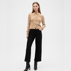 GAP High Rise Wide-Leg Crop Faded Black Jeans size 10/30